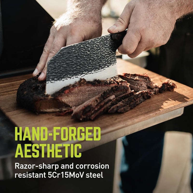 True PrimalForge Chopper Knife | Easy Chopping, Home & Professional Use, Sharp 5Cr15MoV Stainless Steel Blade, Wood Handle, Hand Forged Appearance, Hand Wash Only - Image 2